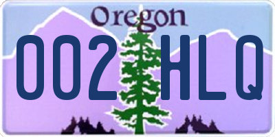 OR license plate 002HLQ