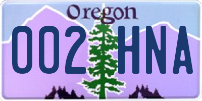 OR license plate 002HNA