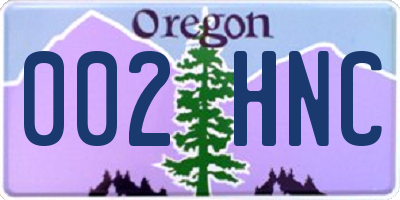 OR license plate 002HNC