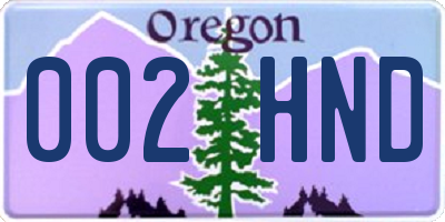 OR license plate 002HND