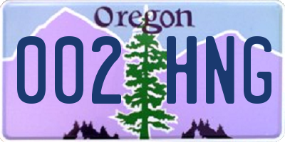 OR license plate 002HNG
