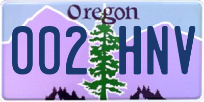 OR license plate 002HNV