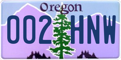 OR license plate 002HNW
