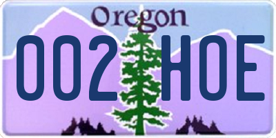 OR license plate 002HOE