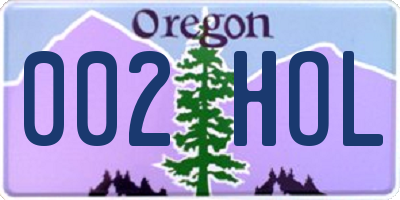 OR license plate 002HOL
