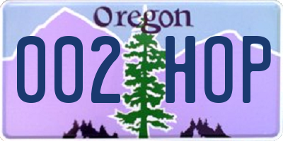 OR license plate 002HOP