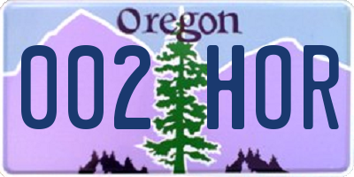 OR license plate 002HOR