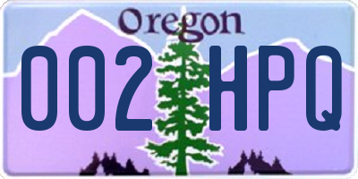 OR license plate 002HPQ