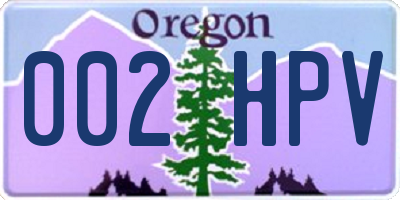 OR license plate 002HPV