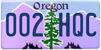 OR license plate 002HQC