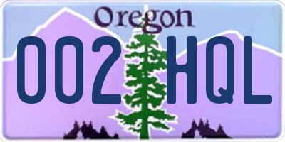 OR license plate 002HQL