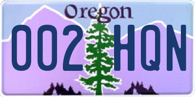 OR license plate 002HQN