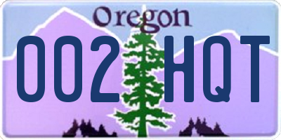 OR license plate 002HQT