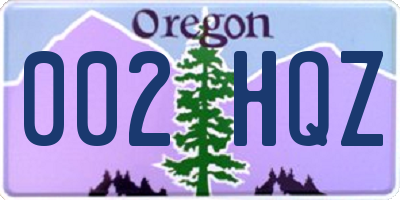 OR license plate 002HQZ