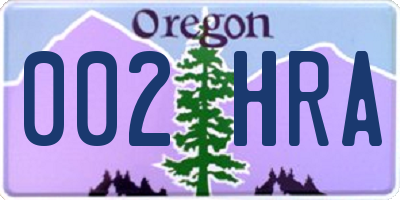 OR license plate 002HRA