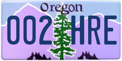 OR license plate 002HRE