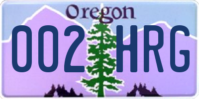 OR license plate 002HRG