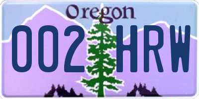 OR license plate 002HRW
