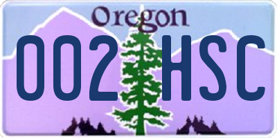 OR license plate 002HSC