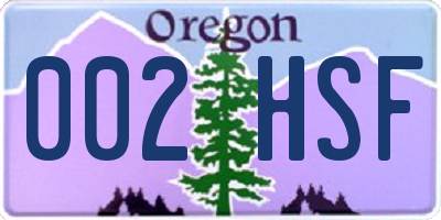OR license plate 002HSF