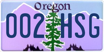 OR license plate 002HSG