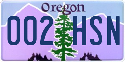 OR license plate 002HSN