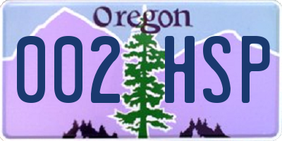 OR license plate 002HSP