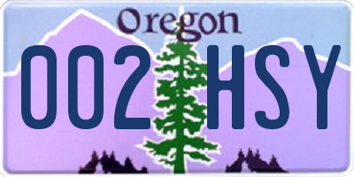 OR license plate 002HSY