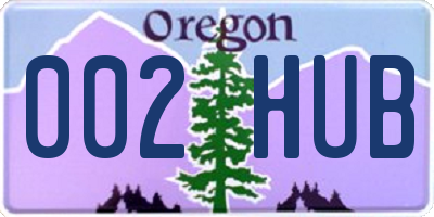 OR license plate 002HUB