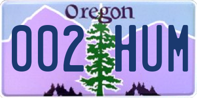 OR license plate 002HUM