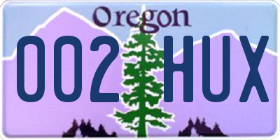 OR license plate 002HUX