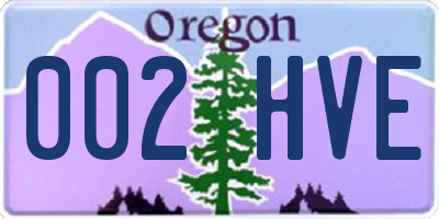 OR license plate 002HVE