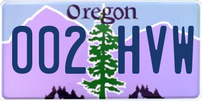 OR license plate 002HVW