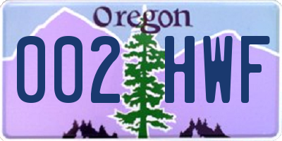OR license plate 002HWF