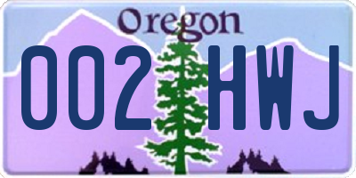 OR license plate 002HWJ