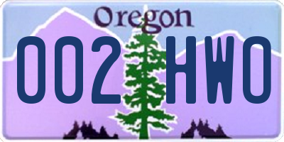 OR license plate 002HWO