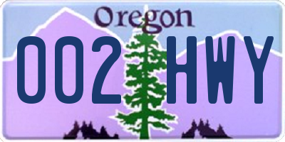 OR license plate 002HWY