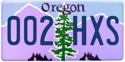 OR license plate 002HXS