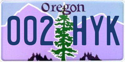 OR license plate 002HYK