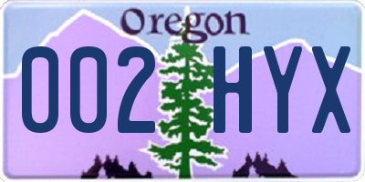 OR license plate 002HYX