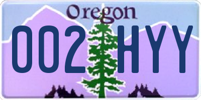 OR license plate 002HYY