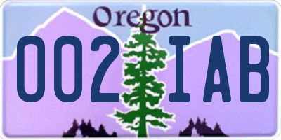 OR license plate 002IAB