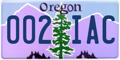 OR license plate 002IAC