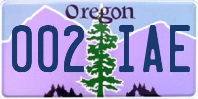 OR license plate 002IAE