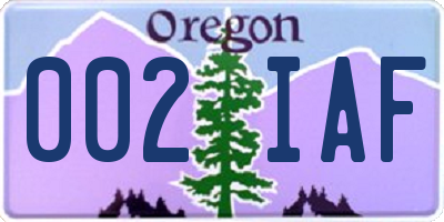 OR license plate 002IAF