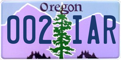 OR license plate 002IAR