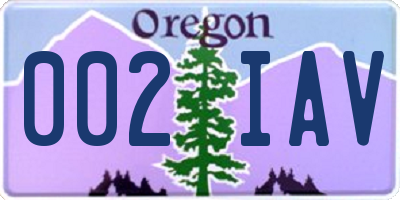 OR license plate 002IAV