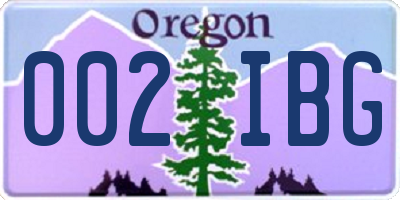 OR license plate 002IBG
