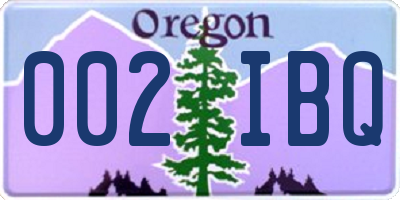 OR license plate 002IBQ