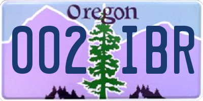 OR license plate 002IBR